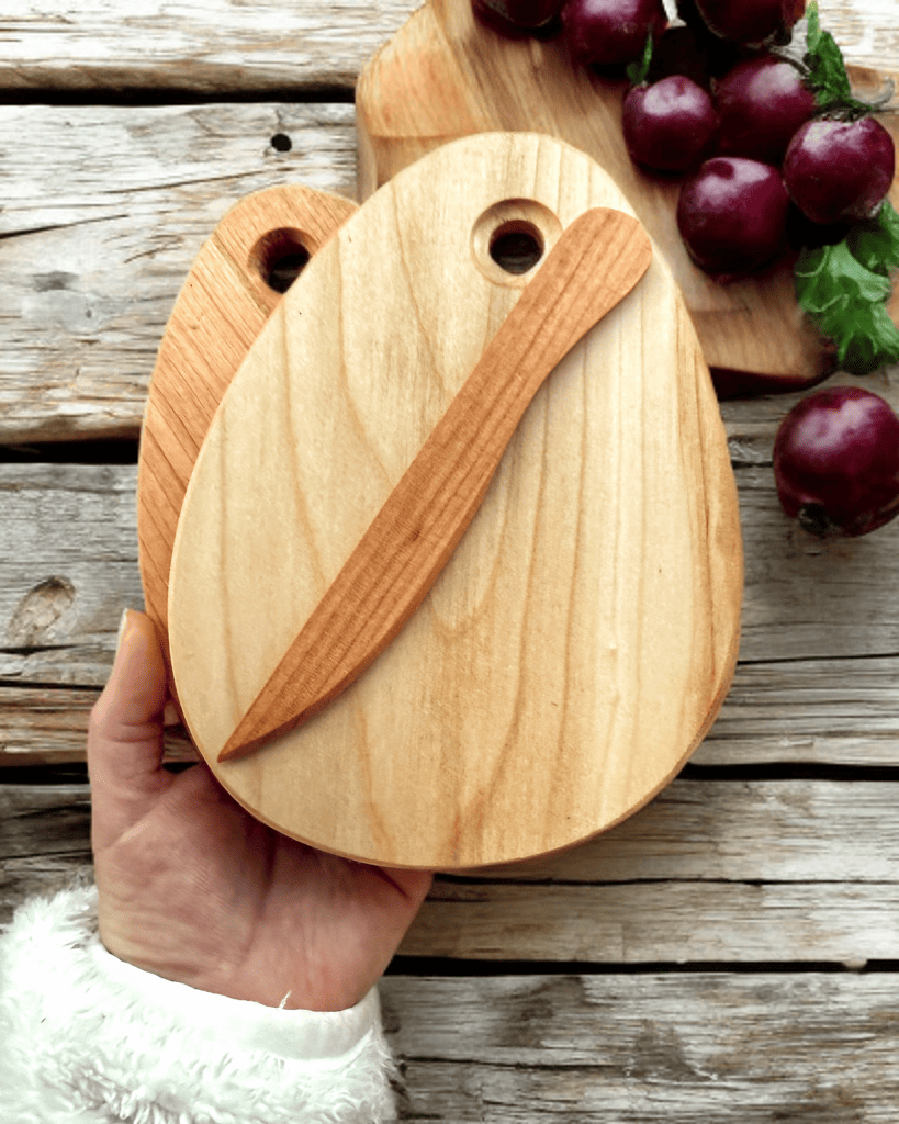 Set Aperitivo · Tabla de Madera Nativa 28×10 cm · Artesanal Pucón