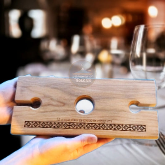 Porta Copas de Madera Nativa ·  Artesanal Pucón