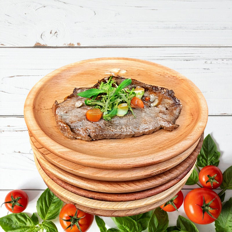 Platos de madera nativa para el asado chileno